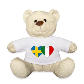 Schweden Italien Flagge Hände Herzform - Teddy - Weiß - Vorne