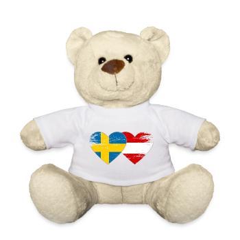 Schweden Österreich Flagge Herz used - Teddy - Weiß - Vorne