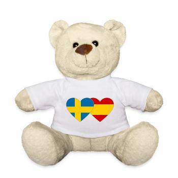Suède Espagne Drapeau Coeur - Nounours - blanc - Devant