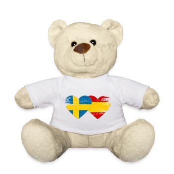 Schweden Spanien Flagge Herz used - Teddy - Weiß - Vorne
