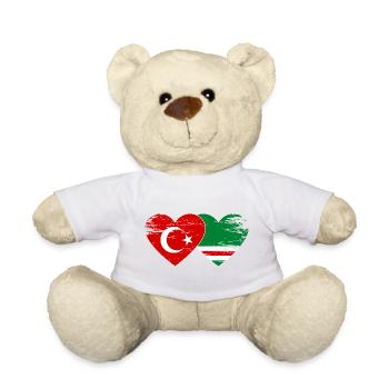 Türkei Tschetschenien Flagge Herz - Teddy - Weiß - Vorne