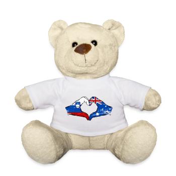 Australia Slovenia flags hands used - Teddy Bear - white - Front