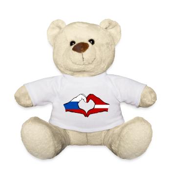 Russland_Lettland_Flagge_Hände_Herzform - Nounours - blanc - Devant