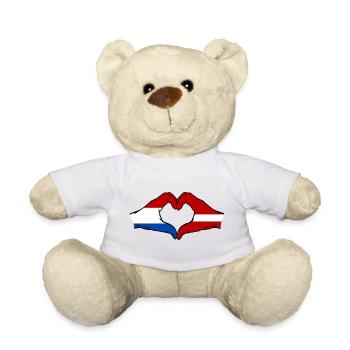 Holland Lettland Flagge Hände Herzform - Teddy - Weiß - Vorne