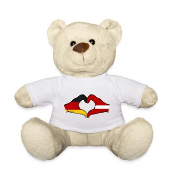 Hollande Lettonie drapeau mains forme de coeur utilisé - Nounours - blanc - Devant