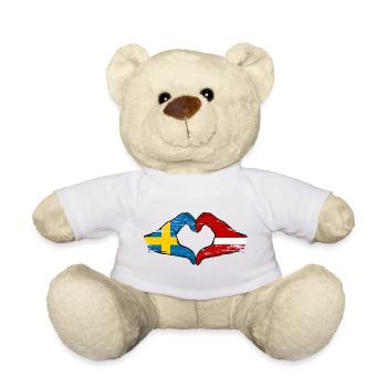 Suède Lettonie drapeau coeur utilisé - Nounours - blanc - Devant