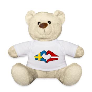 Schweden Lettland Flagge Herz - Teddy - Weiß - Vorne