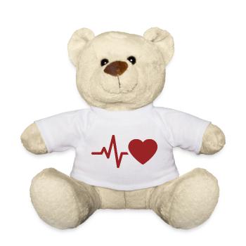 ECG des battements cardiaques | Symbole de l’amour pour la médecine - Nounours - blanc - Devant