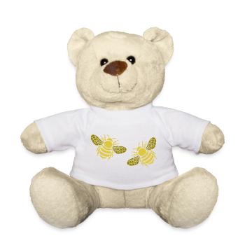 Zwei goldene Bienen - Teddy - Weiß - Vorne