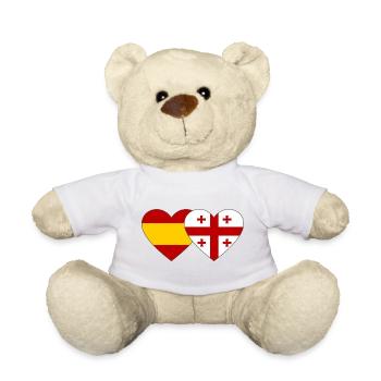 Espagne Géorgie Drapeaux Cœur - Nounours - blanc - Devant
