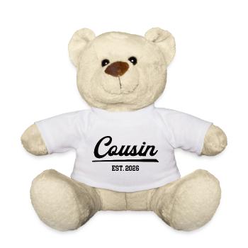 Cousin 2026 Cousins Baby Pregnancy Announce - Teddy Bear - white - Front
