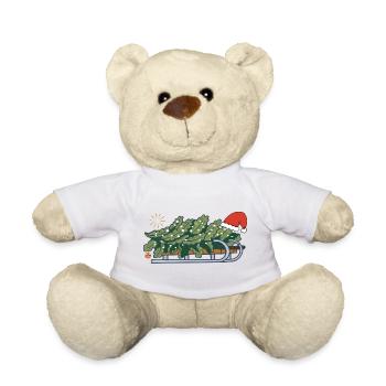 Weihnachtsbaum auf einem Schlitten - Teddy - Weiß - Vorne
