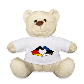Drapeau allemand de l’Estonie Mains en forme de cœur utilisé - Nounours - blanc - Devant