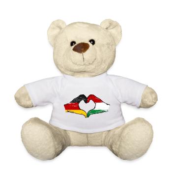 Deutschland Ungarn Flagge Herz used - Teddy - Weiß - Vorne