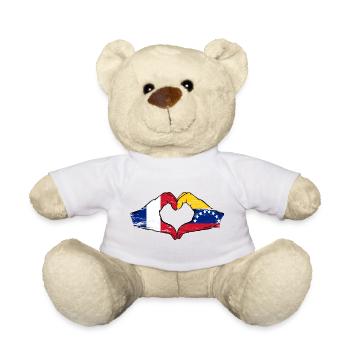 Frankreich Venezuela Flagge Hände Herzform - Teddy - Weiß - Vorne