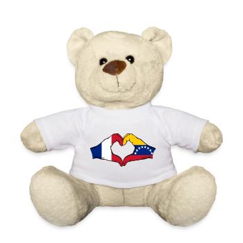 Frankreich Venezuela Flagge Hände Herzform - Teddy - Weiß - Vorne