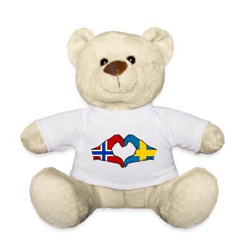 Drapeau Norvège-Suède Mains de cœur - Nounours - blanc - Devant