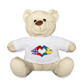Norwegen Schweden Flagge Hände Herz used - Teddy - Weiß - Vorne