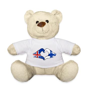 Islande Drapeau Finlande Mains Forme de cœur - Nounours - blanc - Devant