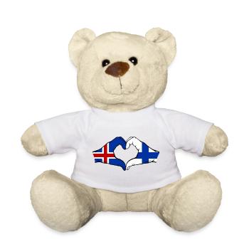 Islande Drapeau Finlande Mains Forme de cœur - Nounours - blanc - Devant