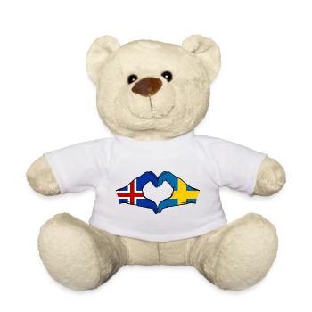 Island Schweden Flagge Hände Herzform - Teddy - Weiß - Vorne