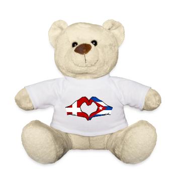 Dänemark Kuba Flagge Hände Herz - Teddy - Weiß - Vorne