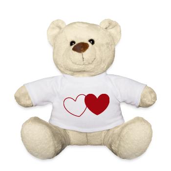 2 Cœurs Rouges Cœur Cadeau Rouge pour la Saint-Valentin - Nounours - blanc - Devant