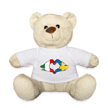 Italy Sweden Flag Hands Heart Shape Used - Teddy Bear - white - Front