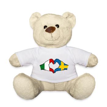 Italy Sweden Flag Hands Heart Shape - Teddy Bear - white - Front