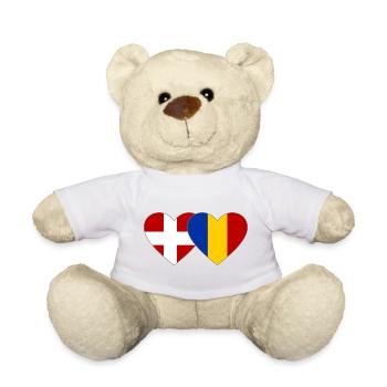 Cœur du drapeau Danemark-Roumanie - Nounours - blanc - Devant