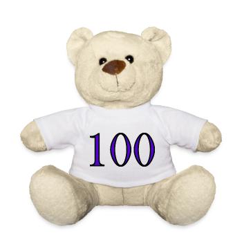 100. 100 JAHRE. 100-JÄHRIGES JUBILÄUM. GEBURTSTAG 100 - Teddy - Weiß - Vorne