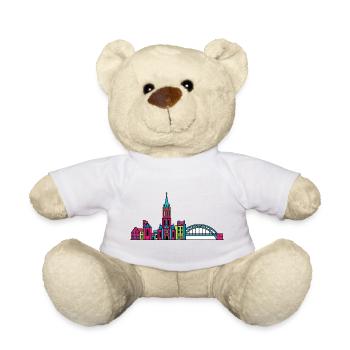 Nijmegen City Skyline Waal Bridge Line Art - Teddy Bear - white - Front