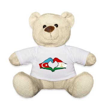 Aserbaidschan Tadschikistan Flaggenherz - Teddy - Weiß - Vorne