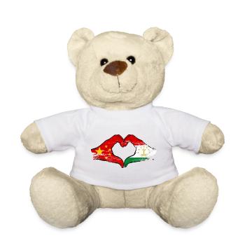 China Tadschikistan Flagge Hände Herzform - Teddy - Weiß - Vorne