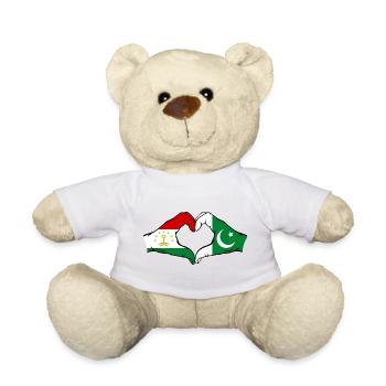 Tajikistan Pakistan Flagge Herzform - Teddy - Weiß - Vorne