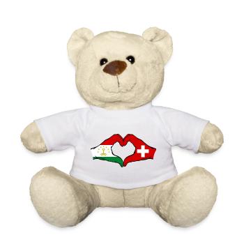 Switzerland Tajikistan Flag Heart - Teddy Bear - white - Front