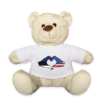 Estonia USA Heart Flags - Teddy Bear - white - Front