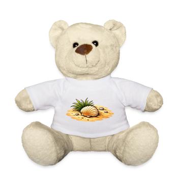 Seashell Beach Illustration Maritime Coastal Motif - Teddy Bear - white - Front