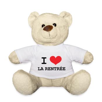 J'aime la Rentrée : Motif Scolaire Sortie de Class - Nounours - blanc - Devant