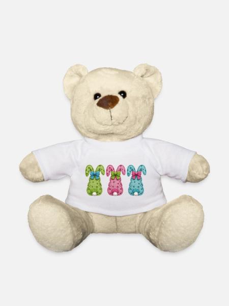 Osterhasen Osterhäschen 3 Hasen Faux Yarn Ostern - Teddy - Weiß