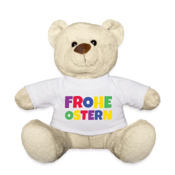 Frohe Ostern Bunte Schrift Typographie - Teddy - Weiß - Vorne