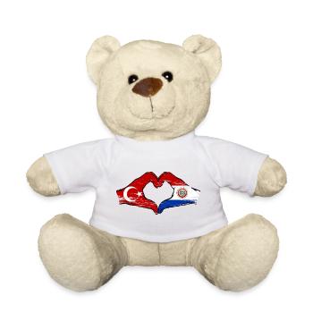 Türkei_Paraguay_Flagge_Hände_Herzform_used - Teddy - Weiß - Vorne