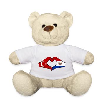 Türkei_Paraguay_Flagge_Hände_Herzform - Teddy - Weiß - Vorne