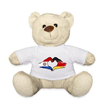 Paraguay Deutschland Flagge Herz used - Teddy - Weiß - Vorne