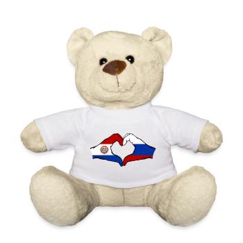 Paraguay Russland Flagge Herzform - Teddy - Weiß - Vorne