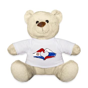 Paraguay Russia Flag Hands Heart Shape - Teddy Bear - white - Front