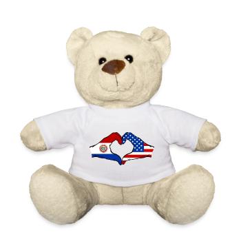 Paraguay USA Flag Heart - Teddy Bear - white - Front