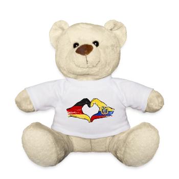 Germany Ecuador flag heart used - Teddy Bear - white - Front