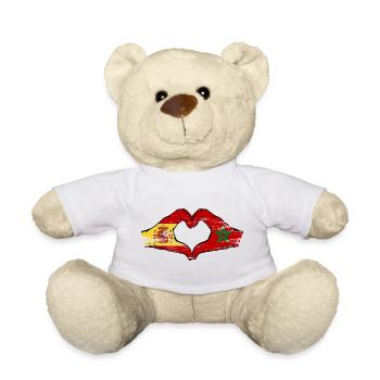 Spanien Marokko Flagge Hände used - Teddy - Weiß - Vorne