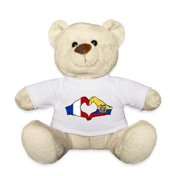 France, Équateur, drapeau Mains, Forme de cœur - Nounours - blanc - Devant